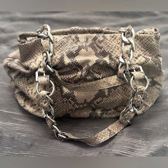 Michael Kors Python Embossed Leather Medium Tote with Nickel Hardware - Picture 8 of 8